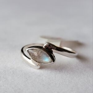 Labradorite Sterling Silver Dainty Marquise Ring